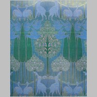 Textile design by C F A Voysey, produced by Alexander Morton & Co  in 1897..jpg
